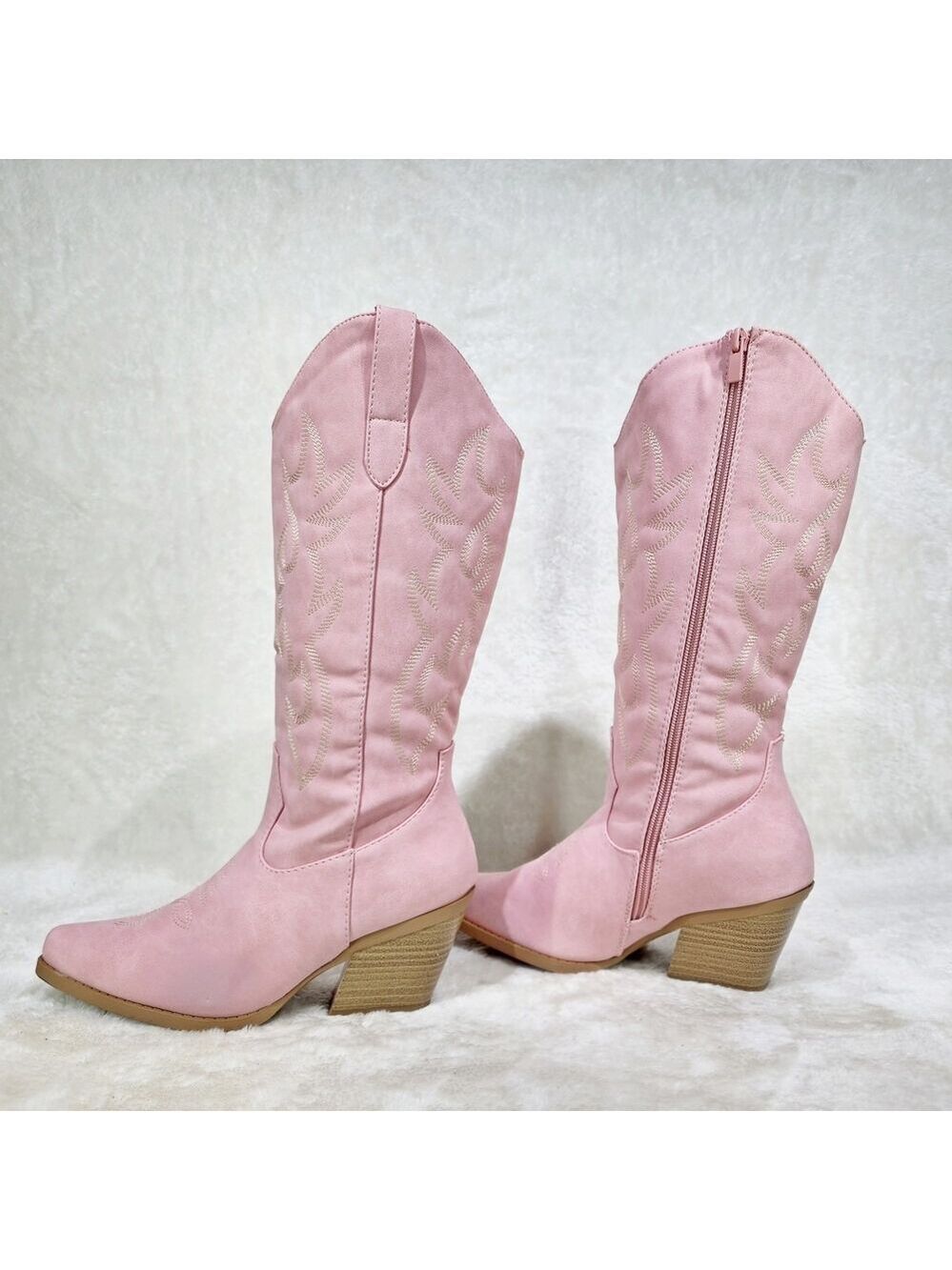 NIB Reba Dusty Pink Leatherette Country Western Cowgirl Knee Boots